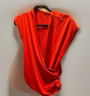 Halara Red Deep V Drape Detailing Dolman Blouse Pullover S Knit